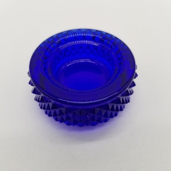 Vintage Glass Salt Dips Cellar Cobalt Clear Serveware Dining Home Kitchen Decor - Picture 4 of 7